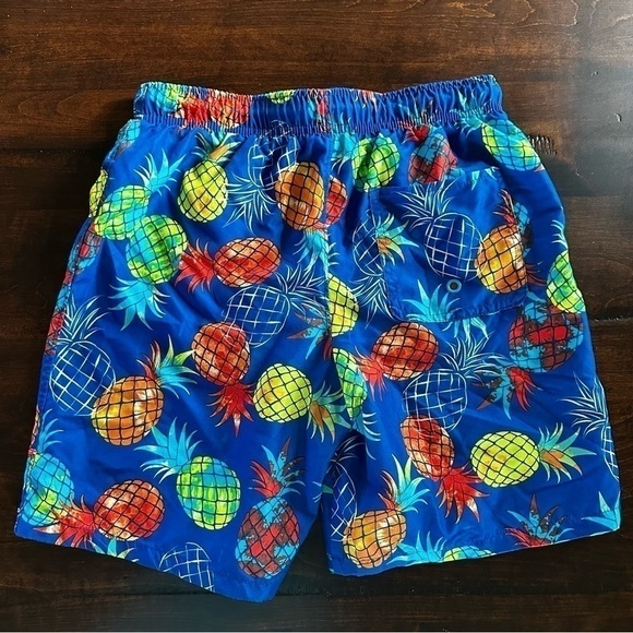 Wonder Nation Boys Pineapple Print Swim Trunks Size 10-12 Husky Blue - Picture 4 of 5